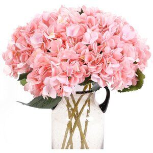 Pink Color 6-Pcs Artificial Vintage Silk Faux Flowers Bouquets Home Table Decor